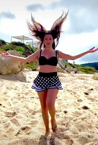 3. Cute Duygu Aycan Shows Cleavage in Bikini Top at the Beach