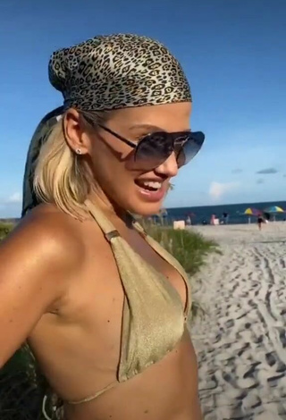 2. Sexy Fanny Lu in Golden Bikini at the Beach