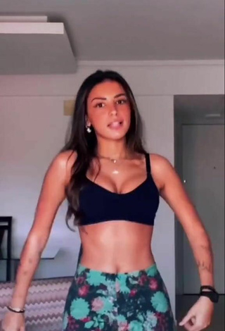 3. Sweetie Gabriela Moura Shows Cleavage in Black Crop Top and Bouncing Boobs