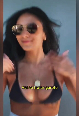 Hot Isadora Nogueira Shows Cleavage in Black Bikini Top and Bouncing Boobs
