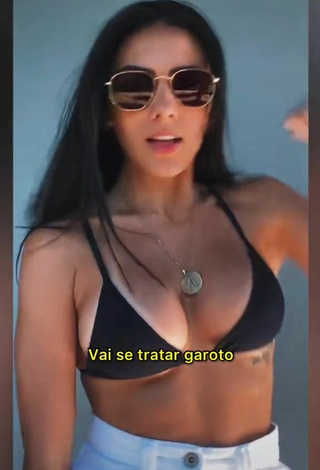 2. Hot Isadora Nogueira Shows Cleavage in Black Bikini Top and Bouncing Boobs