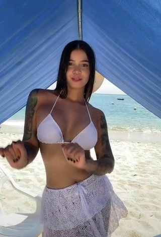 2. Cute Jenn Muriel Shows Cleavage in White Bikini Top at the Beach and Bouncing Breasts