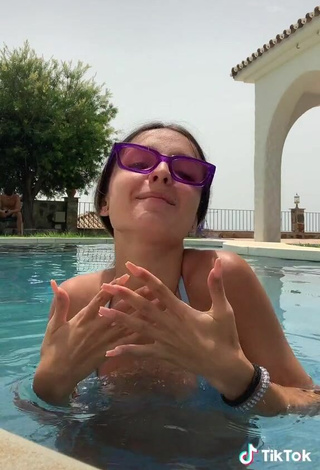 3. Cute Larevuelta in Blue Bikini Top at the Swimming Pool
