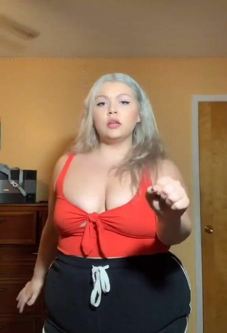 2. Erotic Lexie Lemon Shows Cleavage in Red Top and Bouncing Boobs
