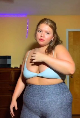 Sexy Lexie Lemon Shows Cleavage in Blue Bra and Bouncing Tits