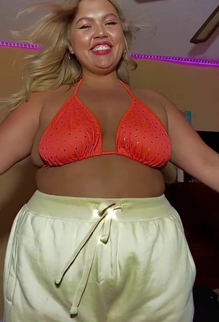 Erotic Lexie Lemon in Electric Orange Bikini Top and Bouncing Boobs