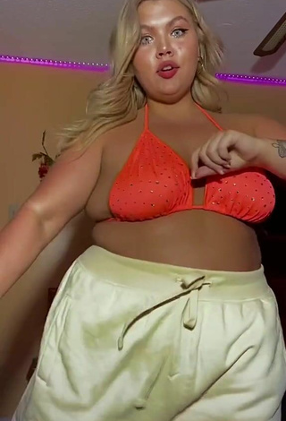 3. Beautiful Lexie Lemon in Sexy Orange Bikini Top and Bouncing Boobs