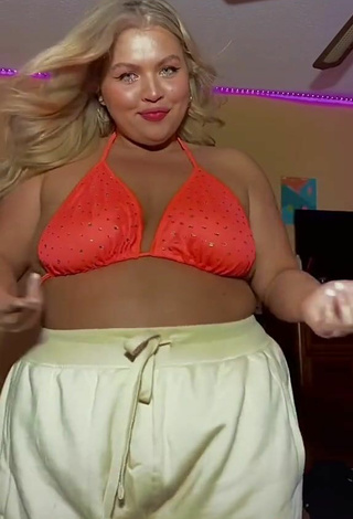 4. Beautiful Lexie Lemon in Sexy Orange Bikini Top and Bouncing Boobs