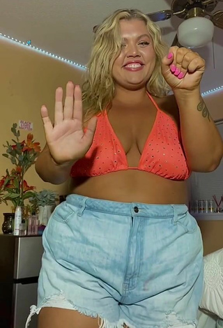 5. Hot Lexie Lemon Shows Cleavage in Orange Bikini Top and Bouncing Boobs