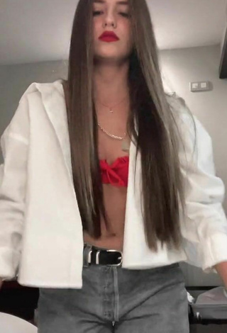 Sexy Lidia Rauet in Red Bikini Top