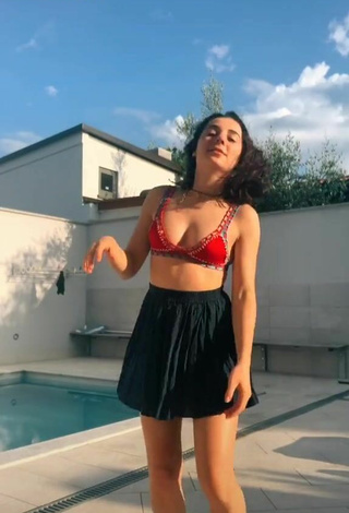 Cute Ludovica Olgiati Shows Cleavage in Red Bikini Top