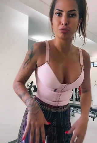 4. Beautiful Marina Ferrari Shows Cleavage in Sexy Pink Crop Top and Bouncing Tits