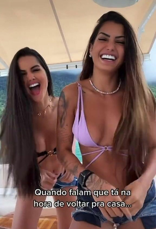 Amazing Marina Ferrari Shows Cleavage in Hot Bikini on a Boat