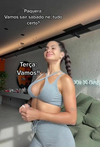 Hot Marina Ferrari Shows Cleavage in Grey Sport Bra