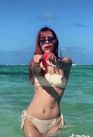 3. Amazing Melissa Rodriguez in Hot Beige Bikini at the Beach in the Sea