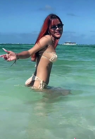 4. Amazing Melissa Rodriguez in Hot Beige Bikini at the Beach in the Sea