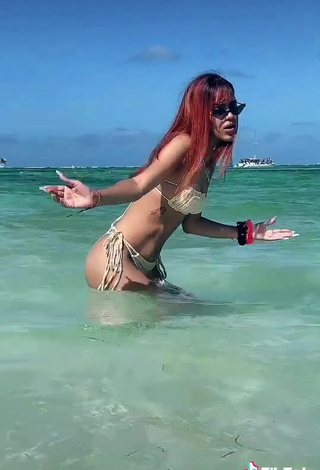 5. Amazing Melissa Rodriguez in Hot Beige Bikini at the Beach in the Sea