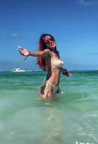 4. Hottie Melissa Rodriguez in Beige Bikini in the Sea at the Beach