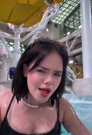 Sexy Alina Tereshchenko in Black Bikini Top at the Swimming Pool