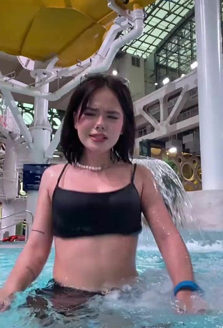 2. Sexy Alina Tereshchenko in Black Bikini Top at the Swimming Pool