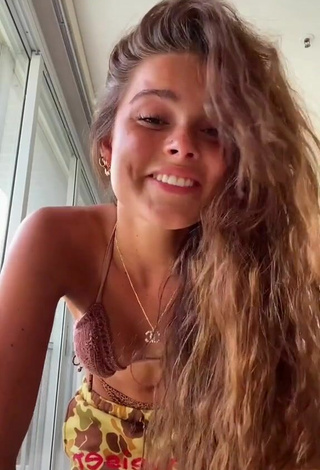 Beautiful Giulia Amato Shows Cleavage in Sexy Brown Bikini Top