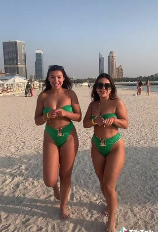 3. Hot Nourhène in Green Bikini at the Beach