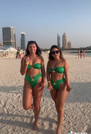 4. Hot Nourhène in Green Bikini at the Beach