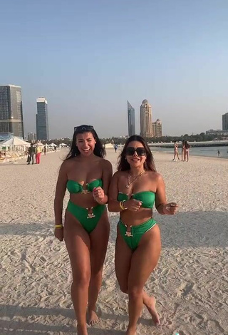 5. Hot Nourhène in Green Bikini at the Beach