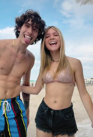 4. Sexy Valeria Vedovatti in Bikini Top at the Beach