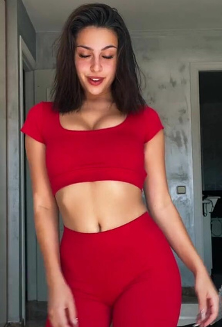 Sexy Victoria Caro in Red Sport Bra and Bouncing Boobs