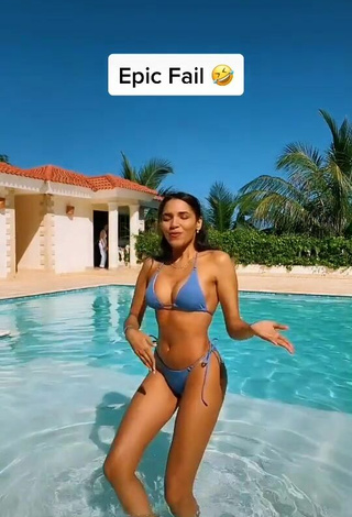 Hot Yarissa RT in Blue Bikini at the Swimming Pool