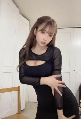 4. Hot Yua Mikami Shows Cleavage in Black Dress
