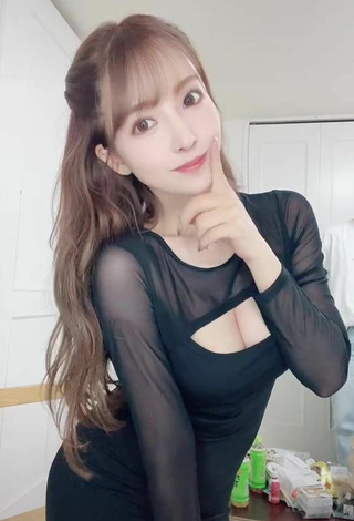 Sexy Yua Mikami Shows Cleavage in Black Dress