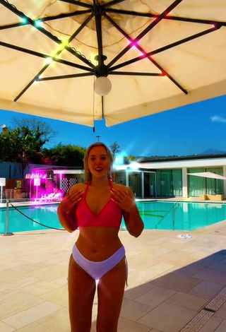 2. Sexy Adelina Dalevska in Pink Bikini Top at the Swimming Pool