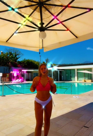 3. Sexy Adelina Dalevska in Pink Bikini Top at the Swimming Pool