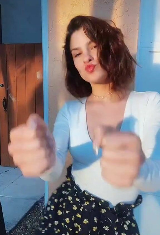 5. Sexy Agustina Palma in White Top and Bouncing Breasts