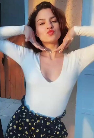 6. Sexy Agustina Palma in White Top and Bouncing Breasts