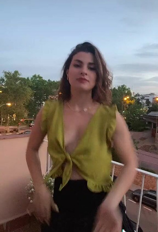 5. Sweetie Agustina Palma in Green Crop Top on the Balcony