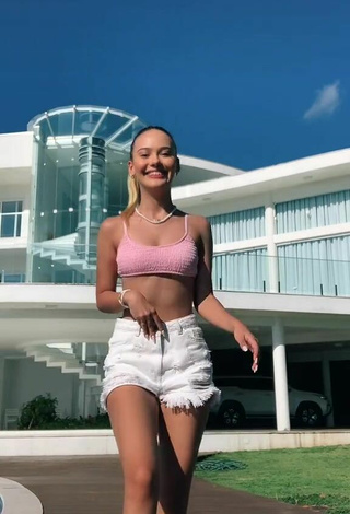 2. Sexy Aila Loures in Pink Crop Top