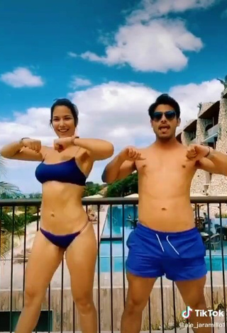 5. Cute Alejandra Jaramillo Shows Cleavage in Blue Bikini