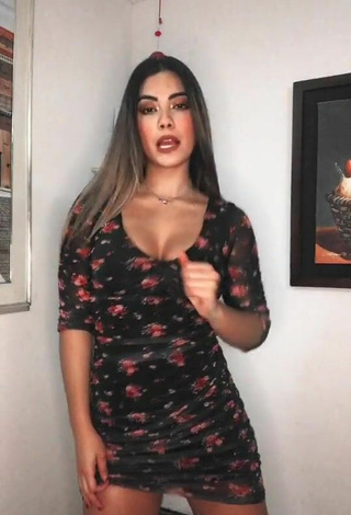 Sexy Aleja Villeta Shows Cleavage in Floral Dress and Bouncing Boobs