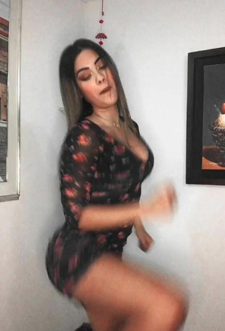 4. Sexy Aleja Villeta Shows Cleavage in Floral Dress and Bouncing Boobs