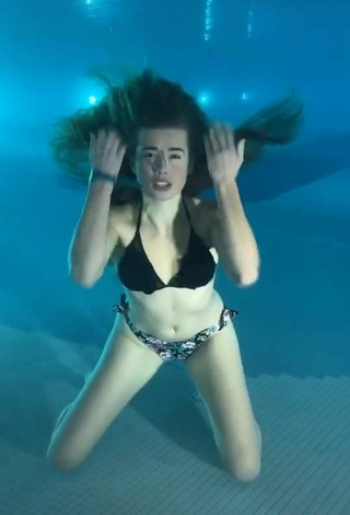 3. Cute Anna Lena Strigl in Black Bikini Top at the Pool