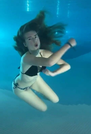 6. Cute Anna Lena Strigl in Black Bikini Top at the Pool