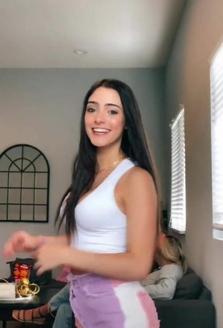 Hot Ansley Spinks Shows Cleavage in White Crop Top