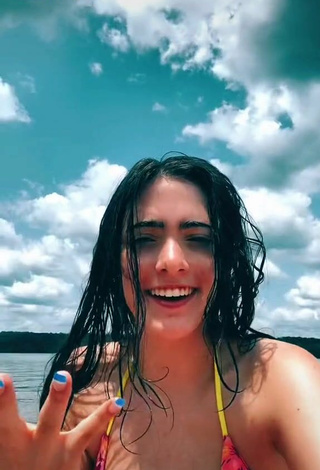 Sexy Ansley Spinks Shows Cleavage in Floral Bikini Top on a Boat