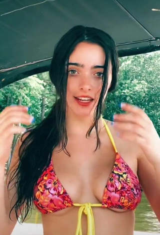 3. Sexy Ansley Spinks Shows Cleavage in Floral Bikini Top on a Boat