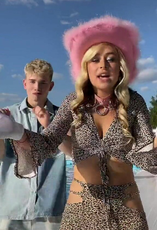 6. Hot Bad Barbie Shows Cleavage in Leopard Crop Top