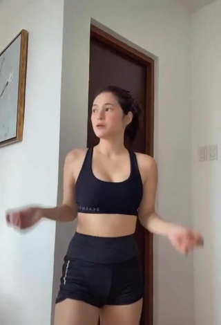 Sexy Barbie Imperial Shows Cleavage in Black Sport Bra
