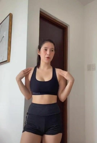3. Sexy Barbie Imperial Shows Cleavage in Black Sport Bra